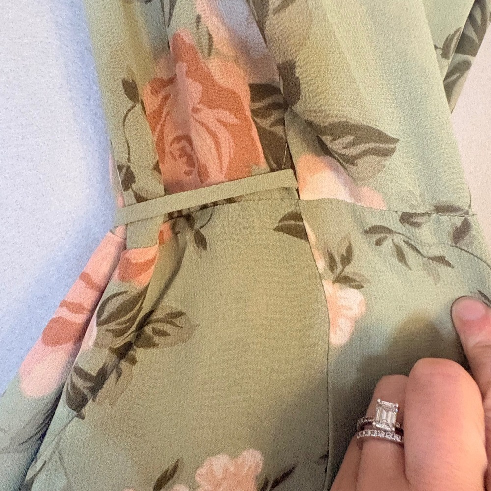 Reformation Gwenyth Midi Wrap Dress Athena Romantic Floral Print Green Pink Med - Picture 9 of 14